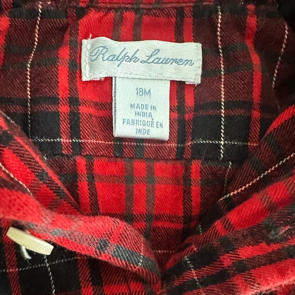 RALPH LAUREN BABY GIRL PLAID SHIRTDRESS